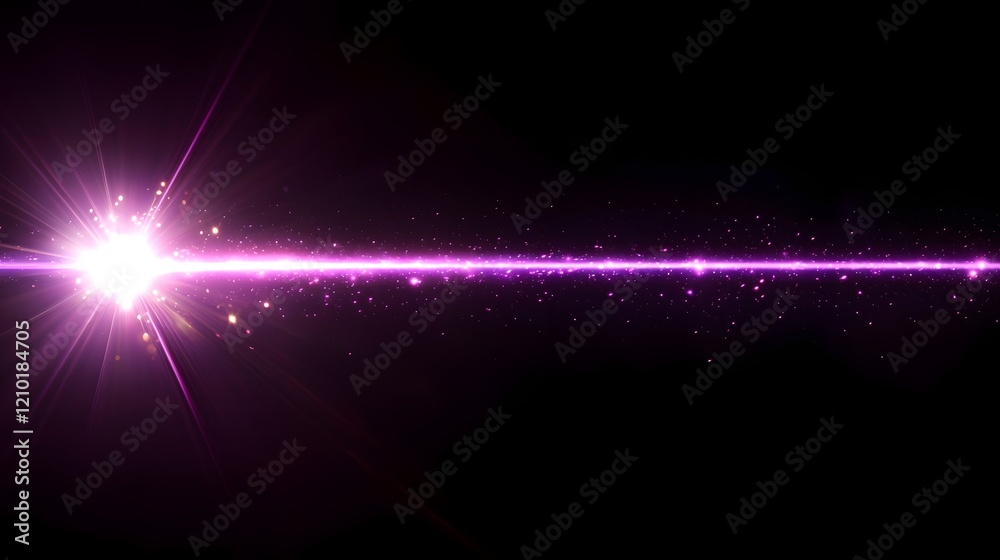 Poster Striking purple laser beam with glowing light rays and a captivating flare effect set against a deep dark background creating a powerful futuristic and visually stunning scene