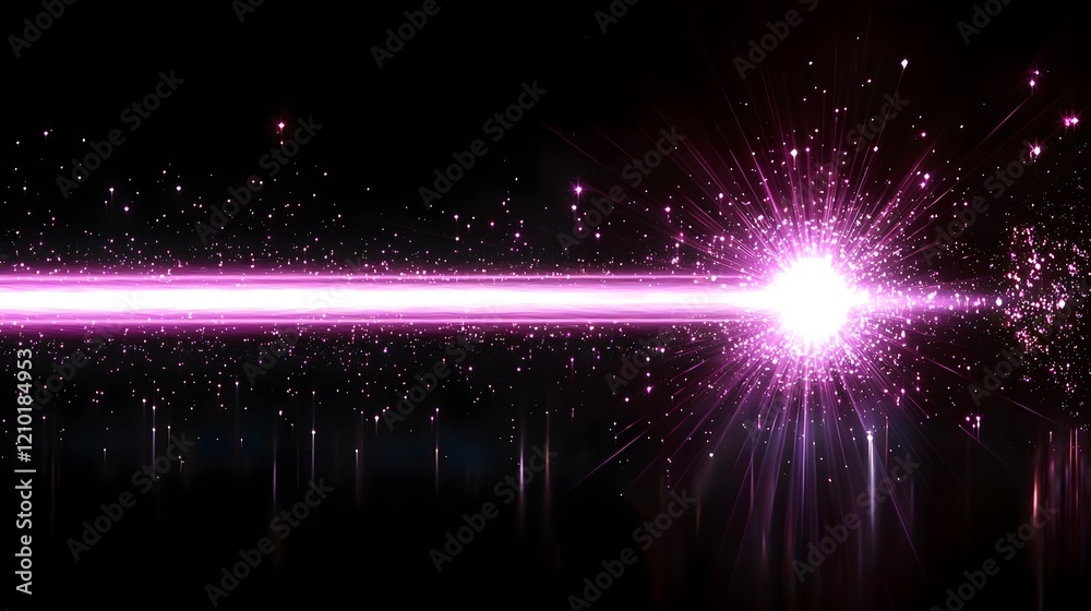 Poster stunning image of a bright purple laser beam emitting radiant rays of light and mesmerizing flare ef