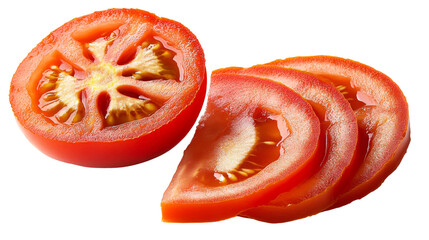 Sliced tomato, isolated on transparent background
