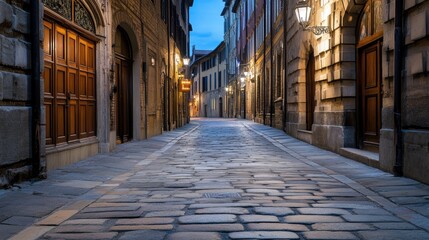 Explore the narrow cobblestone street of Ronda at night, where illuminated lanterns and stone walls create a historic ambiance