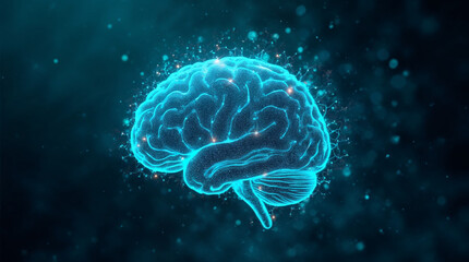 Artificial Intelligence concept. A technological holographic brain. AI