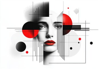 Obraz premium A simple geometric illustration of a single eye, wide with fear, with fragmented lines suggesting a sense of unease
