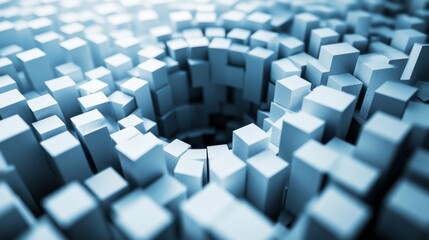 Abstract Blue Cubes Form A Central Void