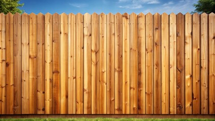 A Sturdy Wooden Fence Against a Sunny Sky
