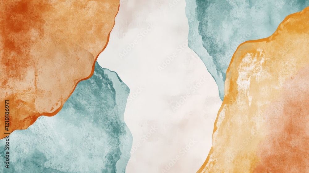 Aufkleber smooth pencil strokes create a warm contrast with amber and cool tones in a modern abstract design