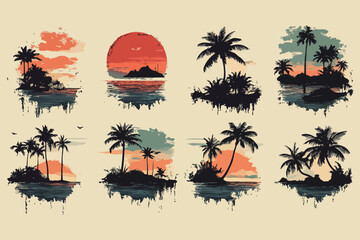 Summer beach palm  t shirt bundle vector design