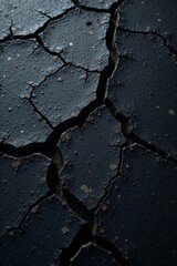 Obraz premium Rough, cracked black surface with deep texture, worn, paint, tar
