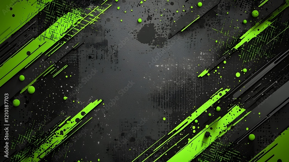 Aufkleber Vibrant cyberpunk inspired digital abstract background with halftone patterns grunge textures and edgy overlays  The image features a dynamic futuristic and technological aesthetic with a moody