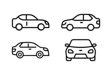 Sleek Line Art Car Illustrations: Side & Front Views, Simple & Clean Design for Automotive & Graphic