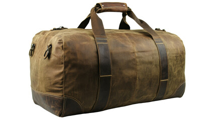 Spacious duffle bag with a rugged design, isolated on transparent background