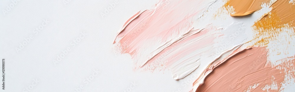 Poster elegant white canvas adorned with strokes of pastel colors and a single pencil on a minimalist works