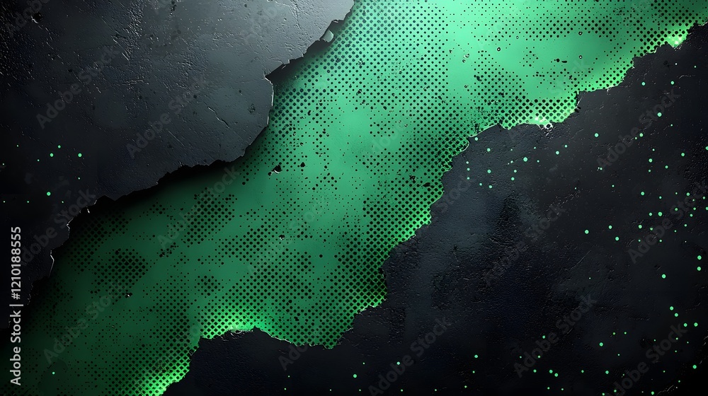 Leinwandbilder Futuristic halftone background with distressed grunge dots and glowing cyberpunk style elements  Digital abstract with dark moody atmosphere and modern technological aesthetic