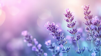 Fototapeta premium Elegant lavender and mint shapes create a serene atmosphere in a calm setting