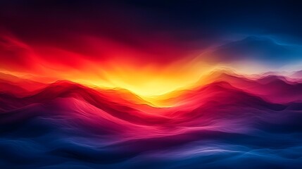 Vivid and dynamic gradient landscape background in dark blue red and yellow tones enhanced with a smooth blur effect to create a captivating and immersive visual composition