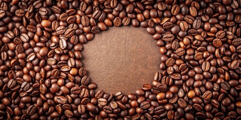 Roasted Coffee Beans Frame with Brown Background for Text or Design