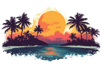 beach with palm trees t shirt bundle vector design