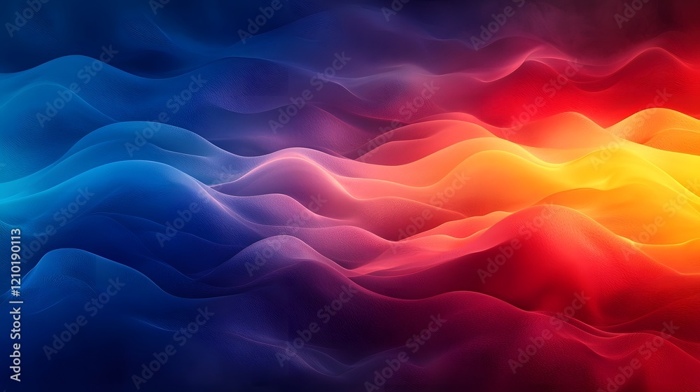 Poster Mesmerizing Gradient Waves of Vibrant Color Blend in Smooth Abstract Background with Seamless Transitions and Serene Vibes