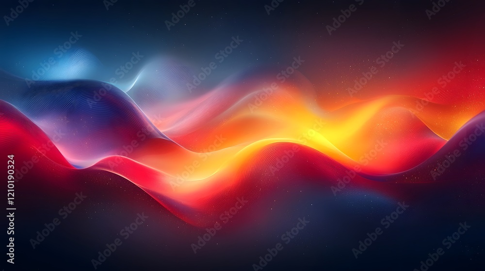 Aufkleber Captivating abstract gradient landscape featuring a mesmerizing blend of dark blue red and yellow hues with a soft blur effect creating a modern and clean digital aesthetic