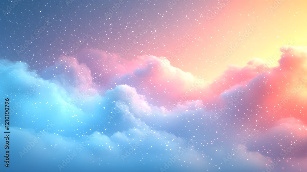 Poster soft pastel gradient banner blending light blue and pink tones with gentle rainbow hues creating a s
