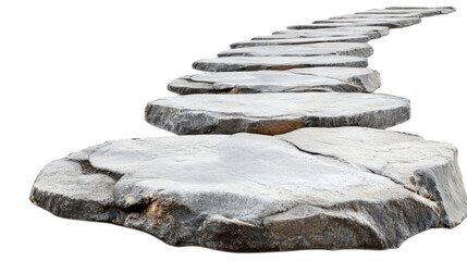 Stone pathway extending ahead, isolated on transparent background