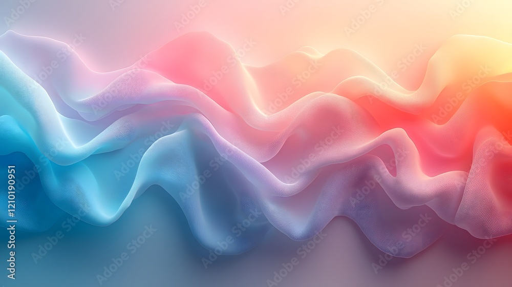 Poster Soft pastel gradient banner blending light blue and pink tones with gentle rainbow hues creating a serene and blurred background for a captivating and visually appealing digital artwork or design