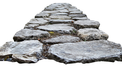 Stone pathway extending ahead, isolated on transparent background