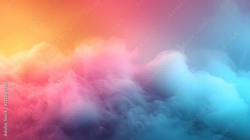 Leinwandbilder Soft ethereal gradient background with a blend of pastel rainbow colors creating a soothing blurred and modern banner design template for digital art graphic design or website backdrop