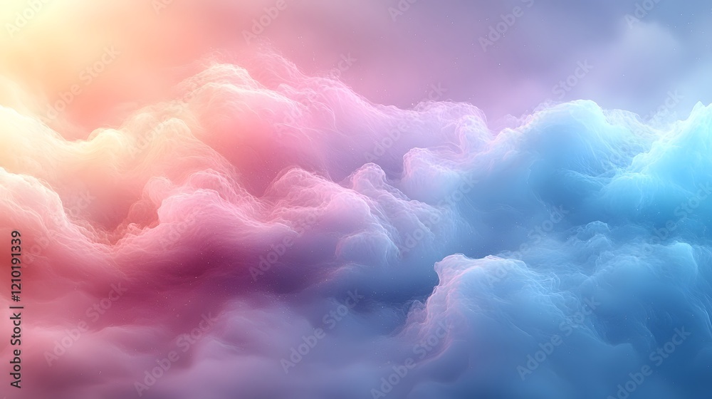 Poster captivating abstract pastel gradient banner with light blue and pink hues merging into a soft whimsi