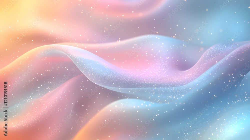 Leinwandbilder Elegant pastel background banner with soft light blue and pink tones complemented by a rainbow gradient and blurred transitions creating a dreamy and serene atmosphere