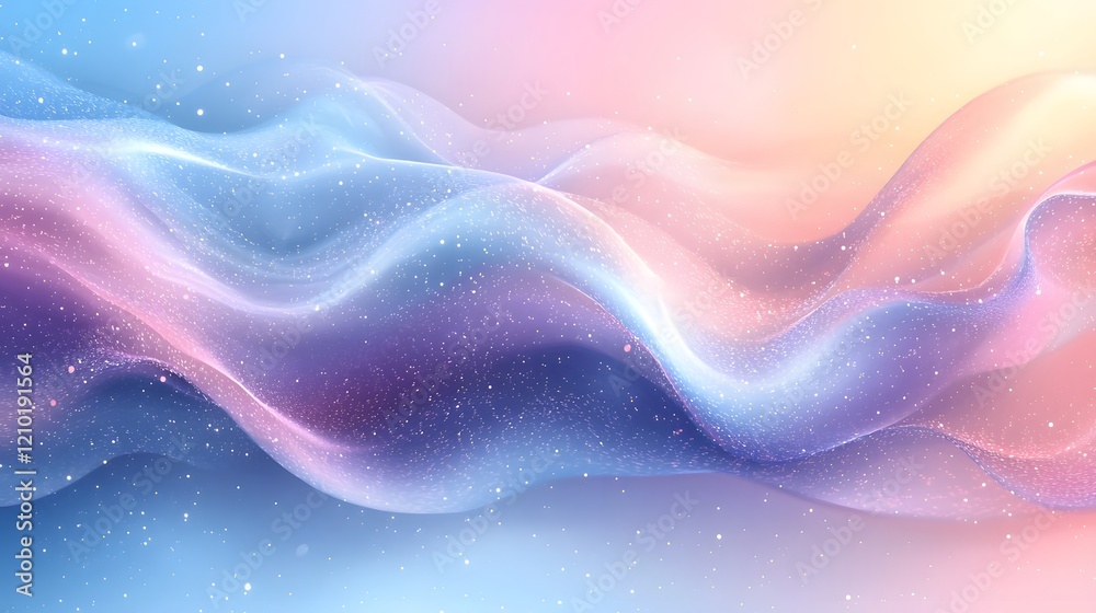 Poster Elegant pastel gradient background banner featuring soft light blue and pink tones complemented by a vibrant rainbow gradient and blurred transitions creating a serene and ethereal atmosphere