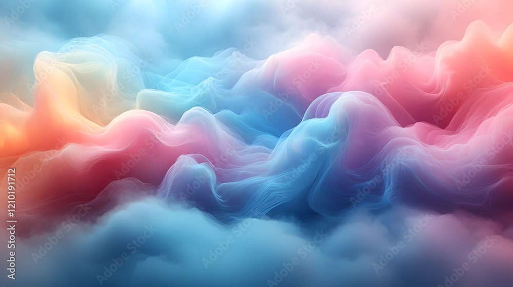 Poster dreamy pastel gradient banner with soft blended hues of blue pink and rainbow colors featuring an et
