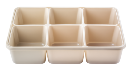 Storage organizer with bins, isolated on transparent background
