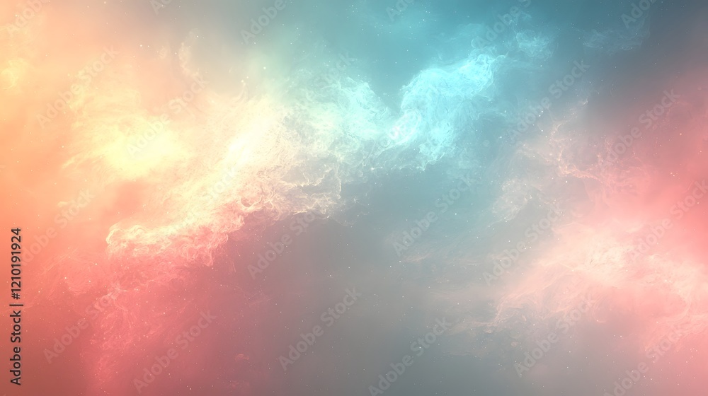 Poster Mesmerizing pastel gradient abstract background with a seamless blend of light blue and pink hues creating a soft dreamlike rainbow effect in a blurred ethereal style