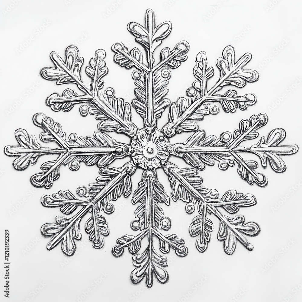 Fototapete intricate snowflake design showcasing delicate patterns and symmetrical beauty in a winter landscape