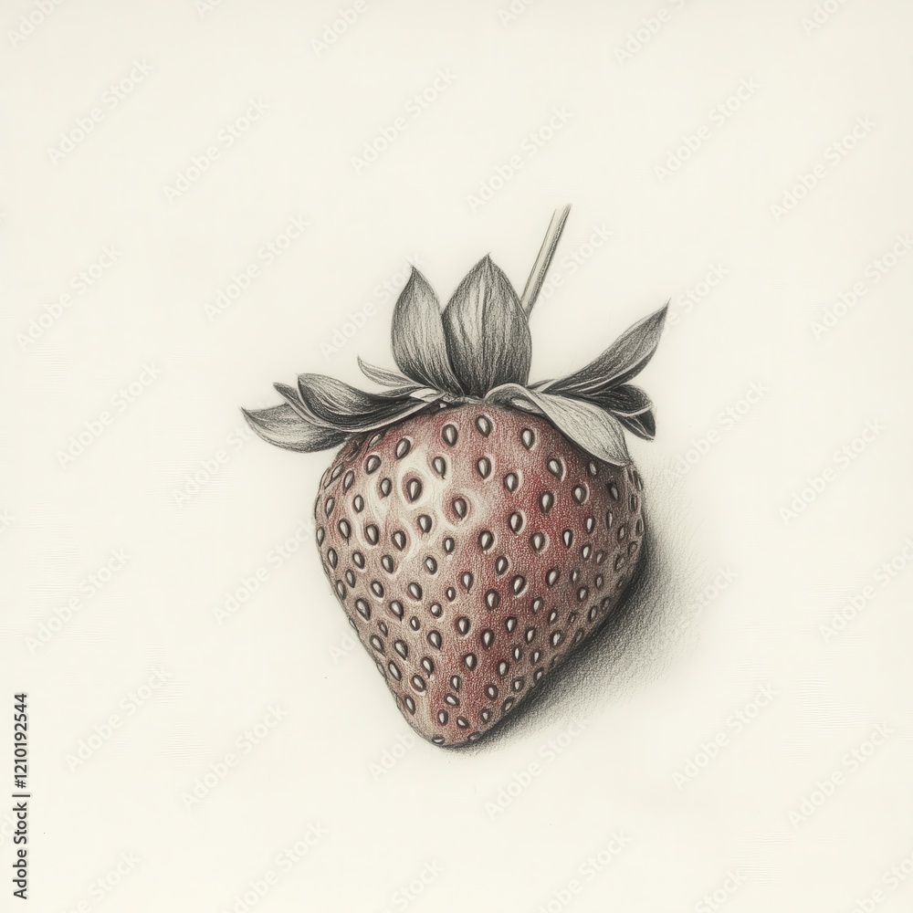 Poster fresh strawberry showing seeds and leaves resting on a neutral background highlighting its natural b