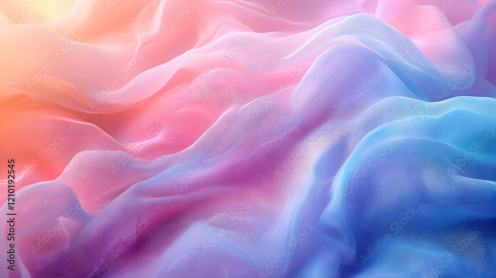 Poster delicate pastel banner with ethereal rainbow gradient and soft blur effect smooth swirling waves of 
