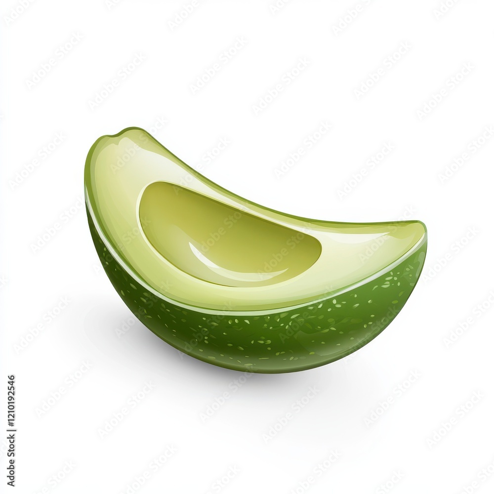 Aufkleber smooth green slice of avocado resting on a white surface, showcasing its rich color and texture for 