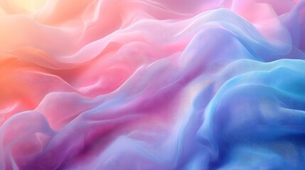 Fototapeta premium Delicate Pastel Banner with Ethereal Rainbow Gradient and Soft Blur Effect Smooth Swirling Waves of Soft Blue Pink and Other Pastel Colors Create a Dreamy Calming Aesthetic Background