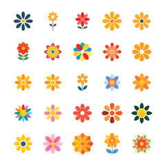 Colorful Flower Vector Set - Decorative Floral Elements
