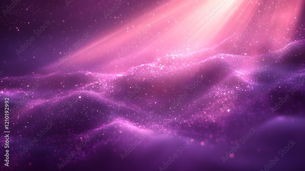 Poster ethereal purple gradient lights and blurred shadows create a dreamy cosmic atmosphere with a sense o