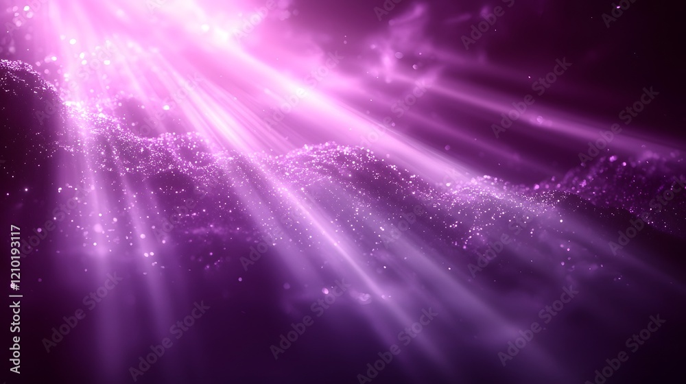 Poster Mesmerizing blurred purple background with ethereal shimmering rays of soft gradient light and gentle shadows creating a dreamy transcendent atmosphere