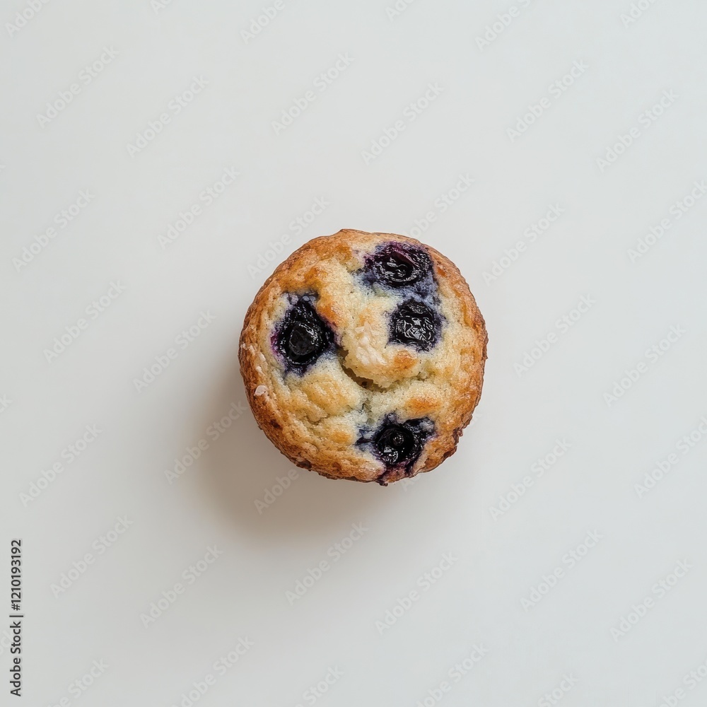 Poster freshly baked blueberry muffin resting on a plain surface ready to be enjoyed for breakfast or as a 