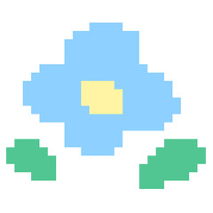 Cute Pastel Vector Illustration Kawaii Pixel Blue Flower Sticker