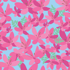 Vibrant Pink Flowers Vector Seamless Pattern. Floral repeat pattern great for textiles, tiles, wallpaper, gift paper, wedding designs.