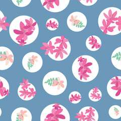 Vibrant Pink Flowers Vector Seamless Pattern. Floral repeat pattern great for textiles, tiles, wallpaper, gift paper, wedding designs.