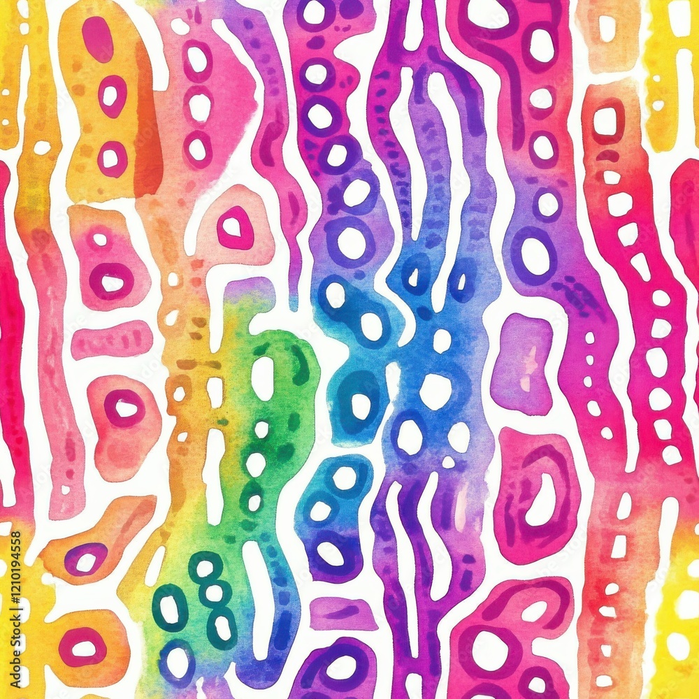 Poster colorful doodle patterns created with watercolor techniques showcase vibrant and playful designs for