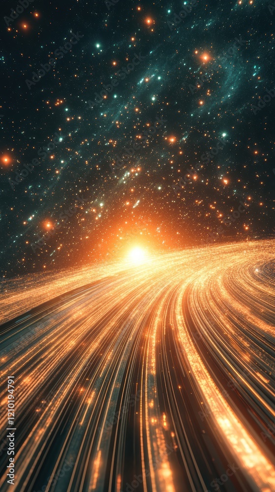 Aufkleber mystical visualization of a spaceship traveling through a vibrant galaxy filled with stars and glowi
