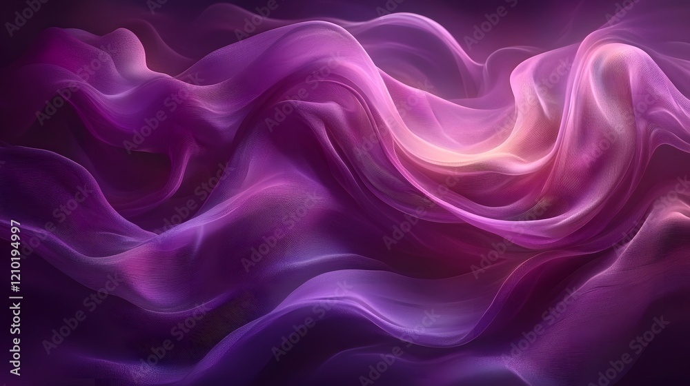 Poster Blurred purple abstract background with gradient light effects and soft shadows forming a tranquil and elegant design  The fluid and dynamic composition creates a soothing serene