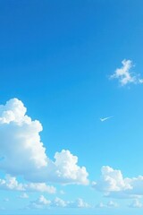 Fototapeta premium Crisp, vibrant blue sky dotted with bright white clouds , open, summer, view