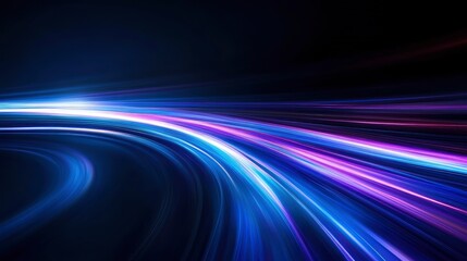 Dynamic Blue and Purple Light Trails: Abstract Speed and Motion Artwork